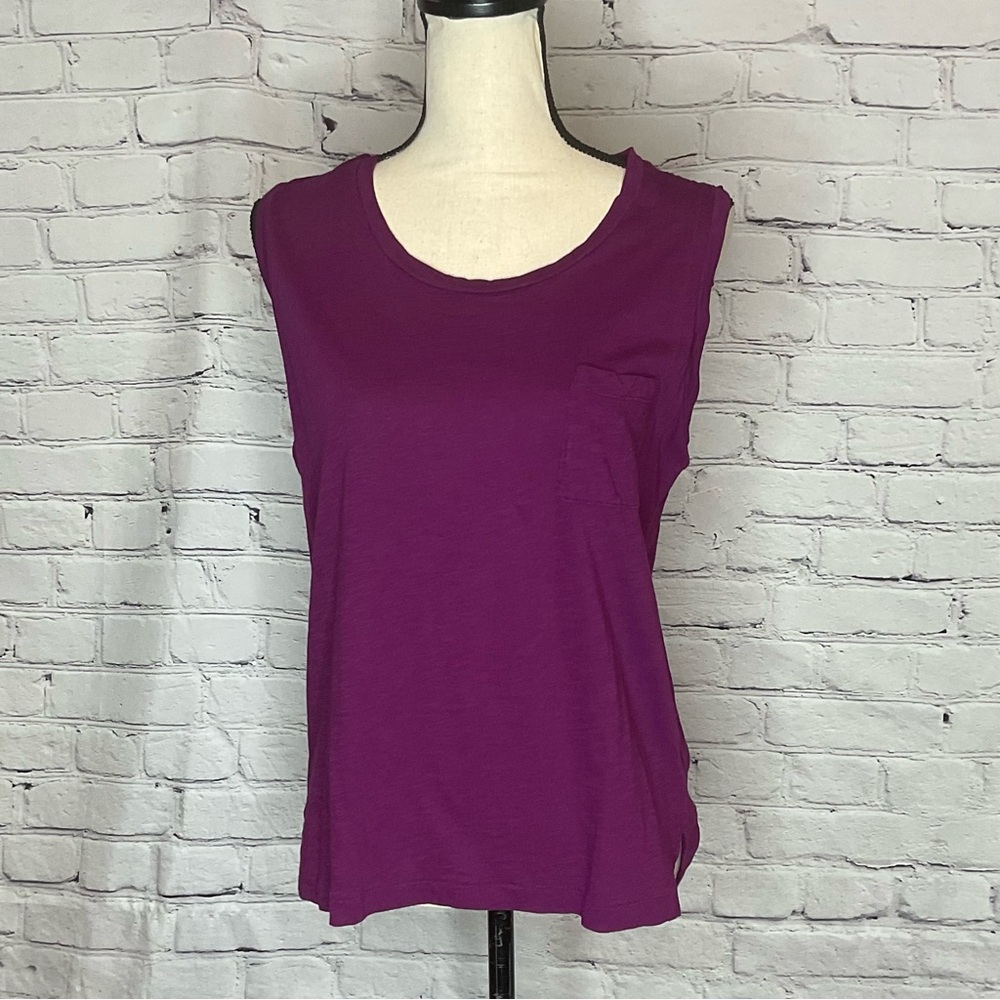 Madewell Eggplant Sleeveless Pullover Round Neckline Pocket T-Shirt Medium